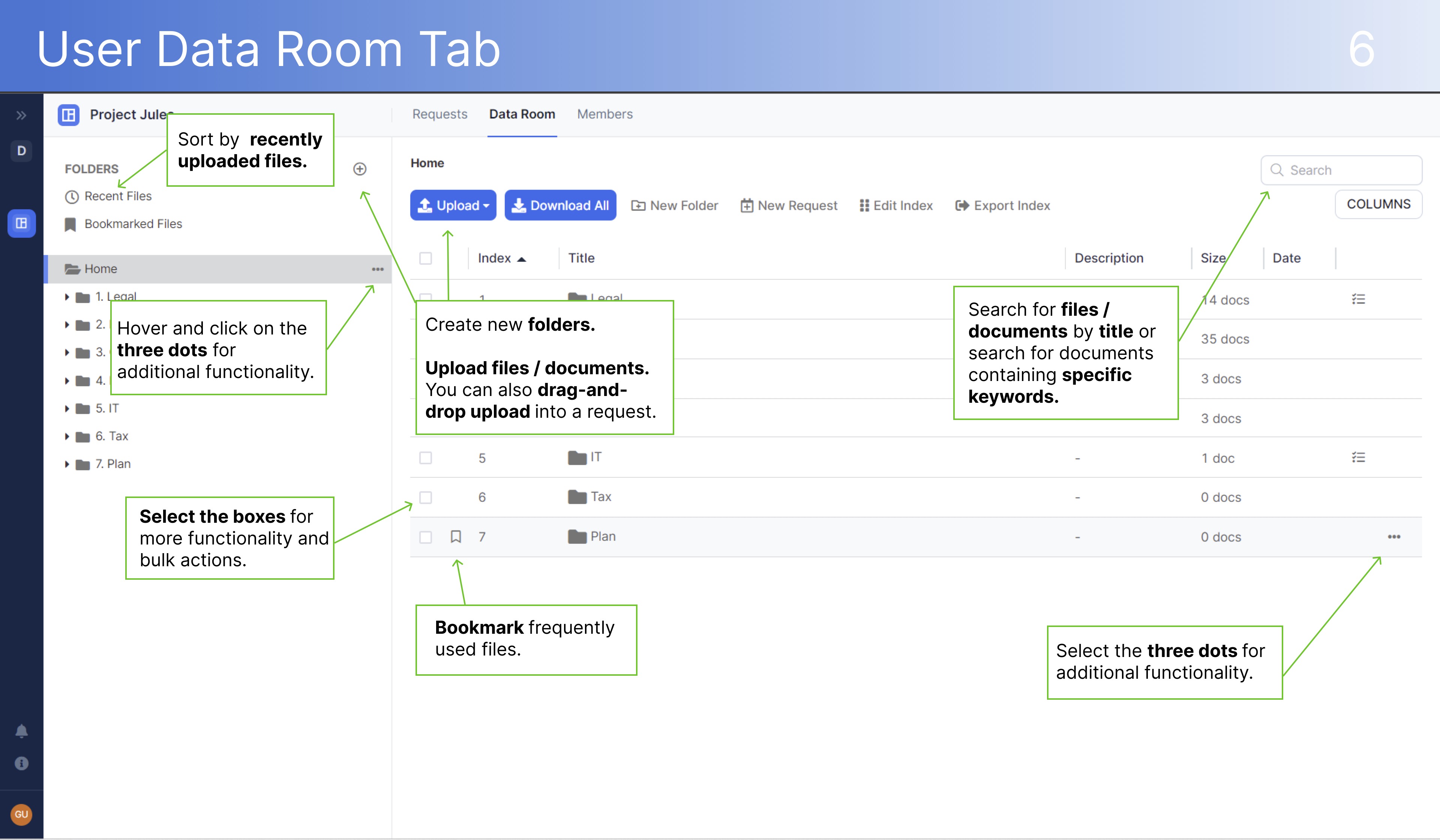 dealroom data room tab
