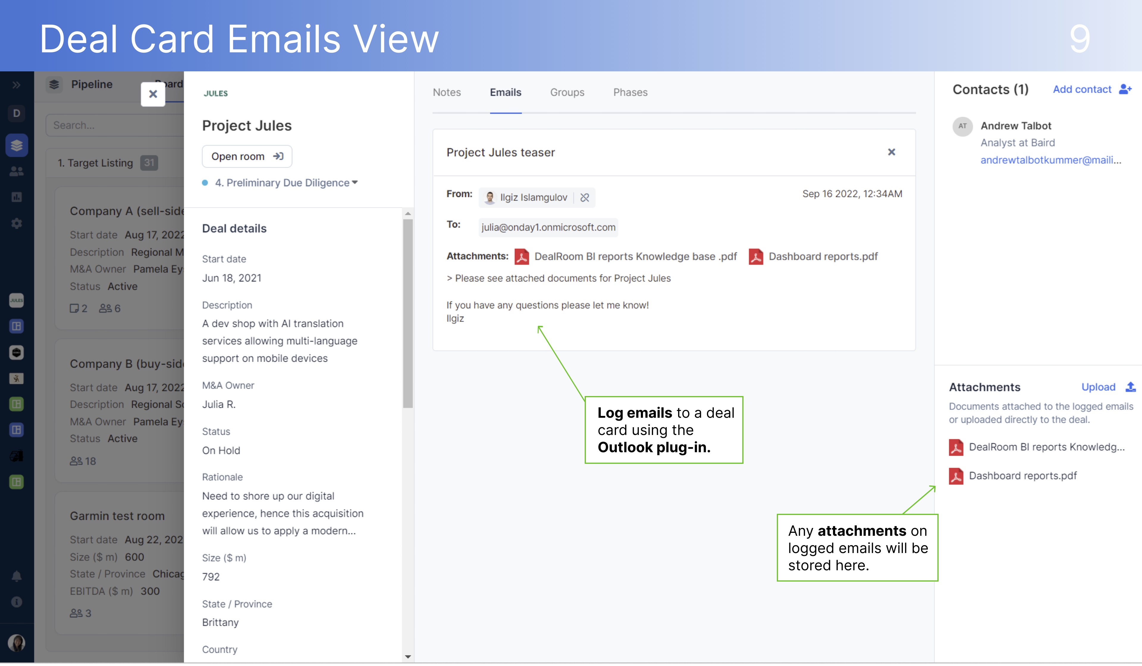 DealRoom Deal Card Emails