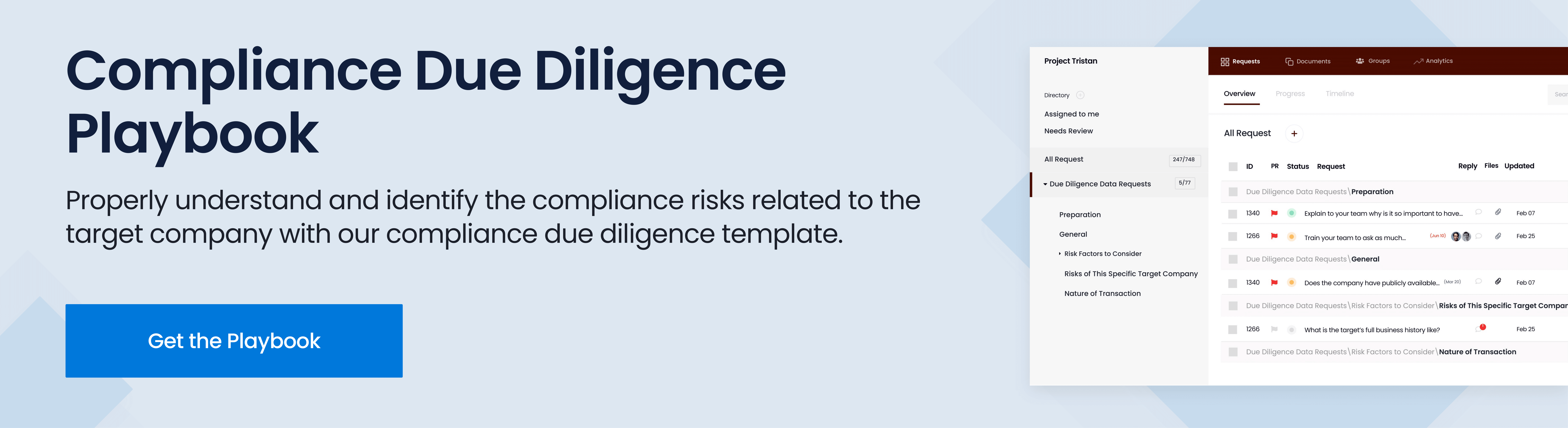 compliance due diligence playbook