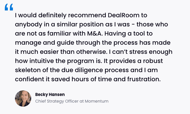 M&A integration software testimonial